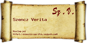 Szencz Verita névjegykártya